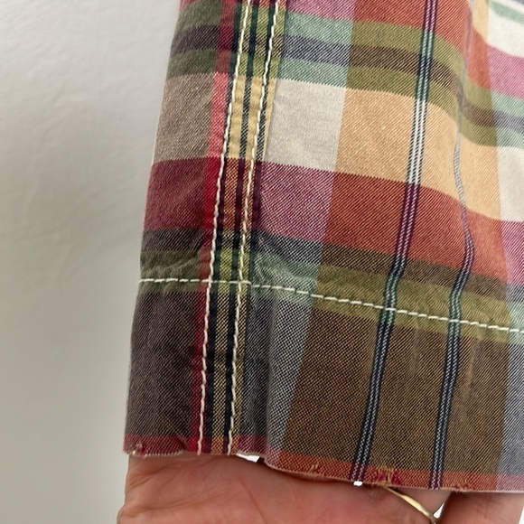 American‎ Eagle Madras Plaid Short Men's  Green & Tan 100% Cotton Inseam 10" - Picture 6 of 14